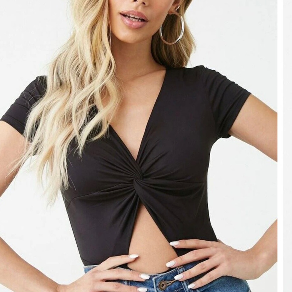Twist-Front Cutout Bodysuit from Forever21